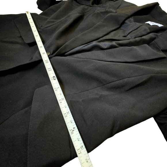 ELLE Classic Black Button Front Blazer Womens Sz 16 Jacket Long Sleeve Lined - Picture 8 of 13